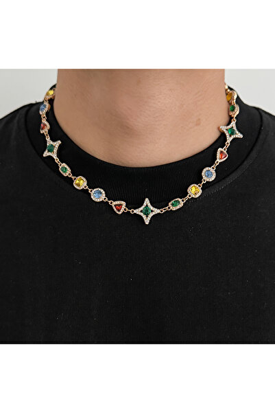 Choice Gold Color 1 Ingemark Boho Luxury Colorful Crystal Chain Necklace Brac...