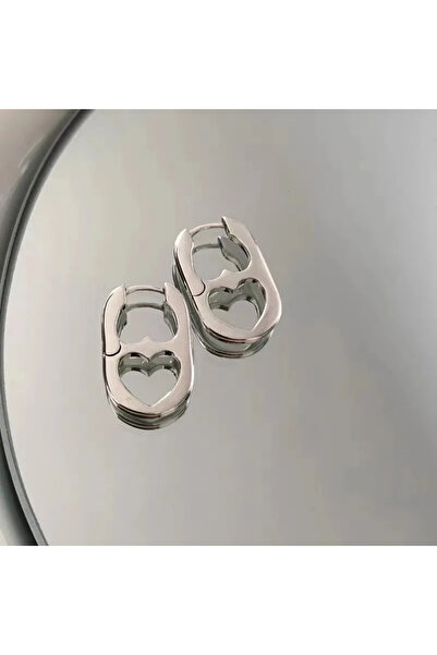 Choice WA4607-1 Silver Color Hollow Double Heart Earrings for Women Korean St...