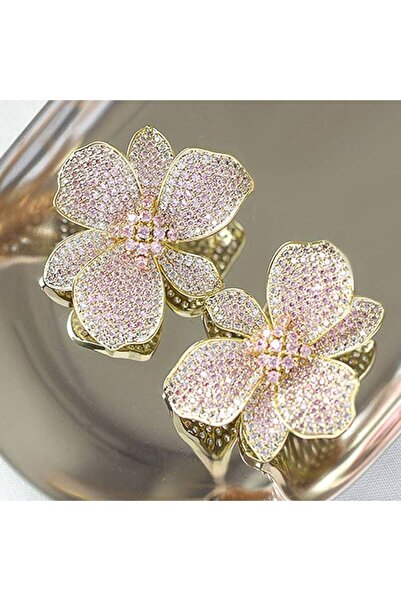 Choice E4461 Huitan Elegant Flower Design Lady Earrings Inlaid Shiny Pink/Whi...