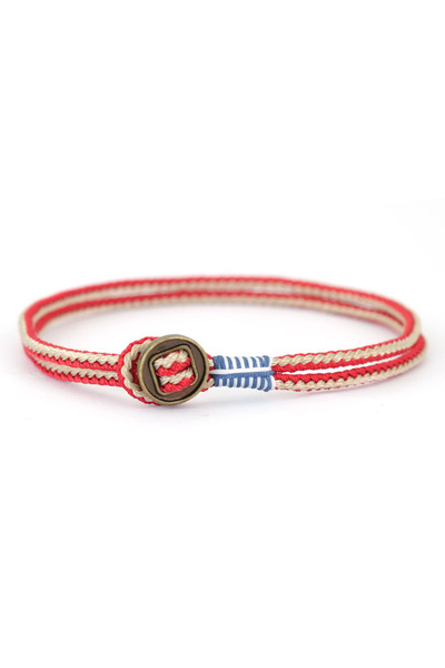 Choice Red Handmade Metal Loop Clasp Easy Hook Thin Rope Braided Bracelet for Men Vintage Two Color Wrist J