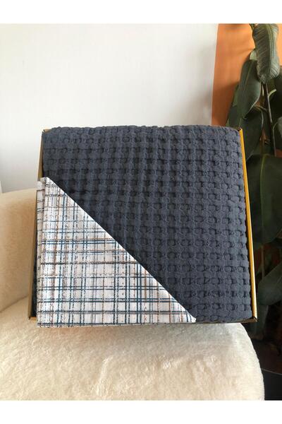 Bella Home Двоспальний бавовняний плед класу люкс - 4 частини - в коробці Indigo