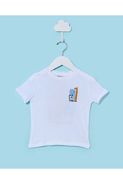 REDTAG Infant Boys White Printed T-Shirt