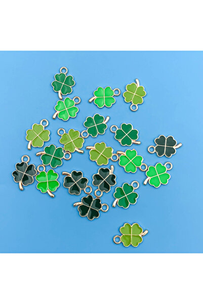 Choice SN097-20PCS Randomly Mix 20pcs/Set Drip Oil Green Four-leaf Clover Shaped Charms Pendants for DIY Ne