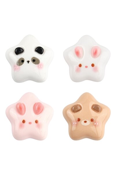 Choice ١٠ قطع من كابوشونات الراتنج الكرتونية، نجمة مع وجه حيوان، كابوشونات لح...