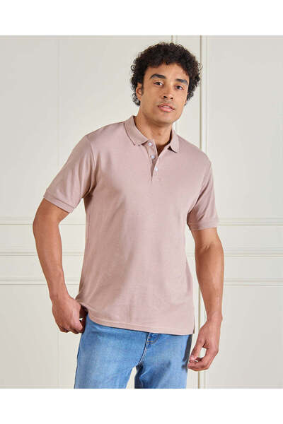 REDTAG Men Beige Plain Classic Polo Shirt