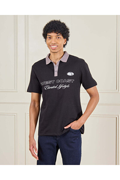 REDTAG Men Printed Collar Terry Polo T-Shirt