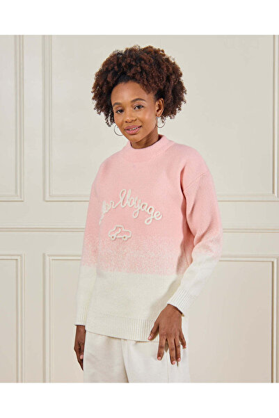 REDTAG كنزة صوفية وردية اللون مطبوعة للبنات في السنة الأخيرة