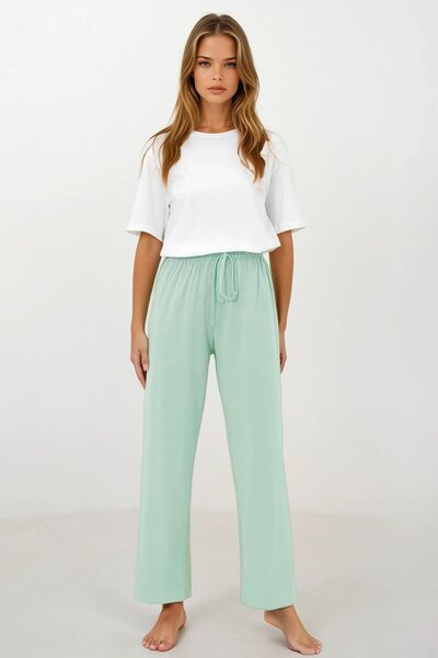 Trend Alaçatı Stili Women's Mint Basic Elastic Waist Sweatpants Vs00833