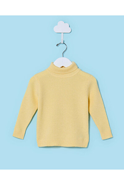 REDTAG Infant Girls Yellow Turtle Neck Sweatshirt