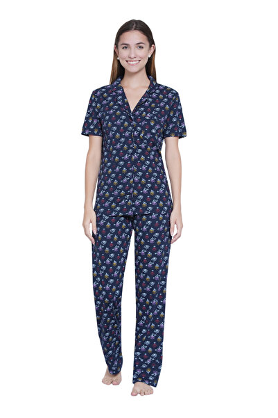 LAUREN SMITH Women's Pajama Set Half Sleeve Top with pants 2 Piece Sleepwear Cotton Ladies Soft Pjs Lounge Set