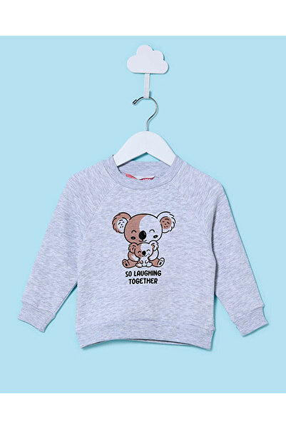 REDTAG Infant Boys Grey Printed Sweatshirt