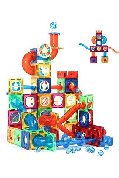 Arabest مجموعة بلاط مغناطيسية مكونة من 178 قطعة، لعبة مسار الرخام، ألعاب تعلي...