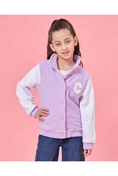 REDTAG Girls Lilac And White Embroidered Jacket