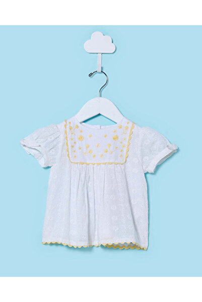 REDTAG Infant Girls White Schiffly Blouse