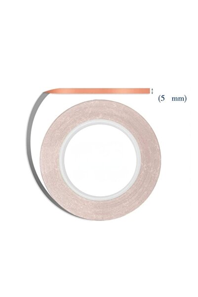 Fapatech Bakır Folyo İletken Bant 5 mm - Cam Vitray Kağıt Devre Yapışkanlı Genişlik 5 mm * 5 Metre