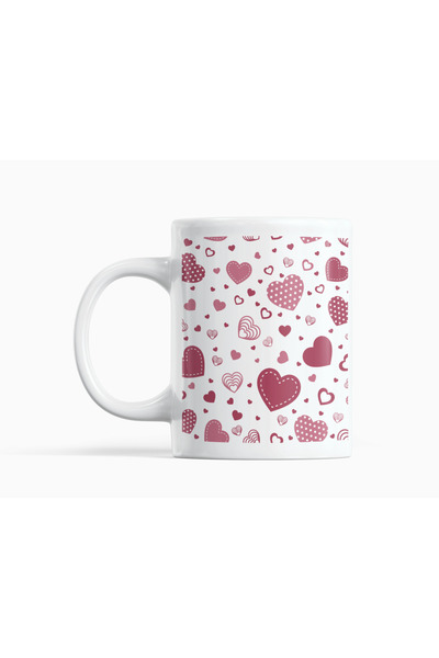 Nino Store Heart Patterned Porcelain Mug 300 ml – Romantic Love Themed Coffee...