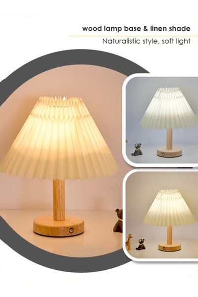 Generic Desk Lamp Usb Table Lamp Bedside Wood Lamp Night Light Nightstand Lamp, 3 Color Stepless Dimming