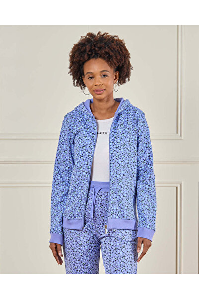 REDTAG Senior Girls Blue Printed Sweatshirt