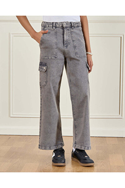 REDTAG بنطلون جينز رمادي واسع للبنات الكبيرات