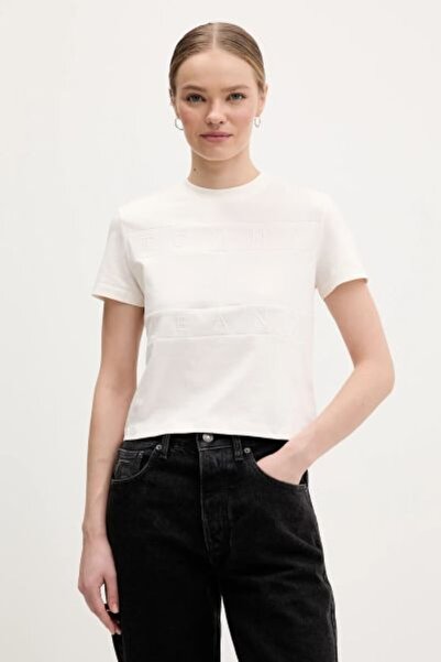 Tommy Hilfiger BEYAZ BASKILI KADIN T-SHIRT