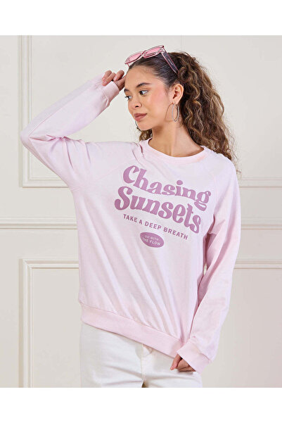 REDTAG Senior Girls Pink Printed Sweatshirt
