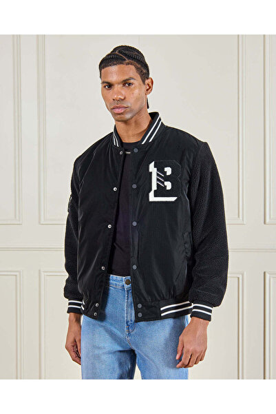 REDTAG Men Black Bomber Jacket