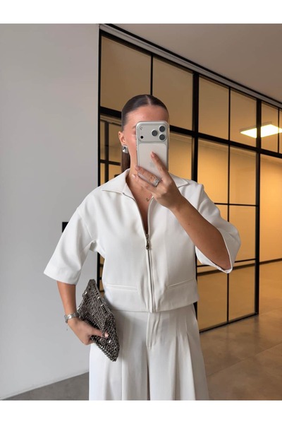 BB Bensu Buyruk Half Sleeve Jacket with Zipper