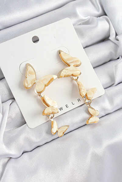 shopwave أقراط نسائية عتيقة من النحاس الأصفر بنمط رخامي ذهبي اللون - TJ-BKP10871