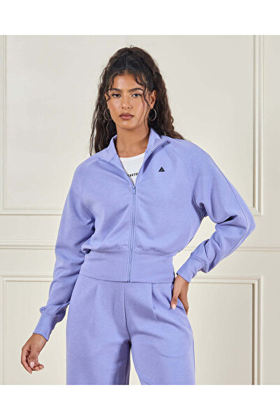 REDTAG Women Blue Zipthru Active Sweatshirt