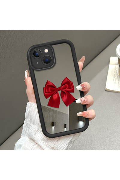ucuc حافظة آيفون 13 المتوافقة مع تصميم فيونكة ومرآة من السيليكون توفر حماية ك...