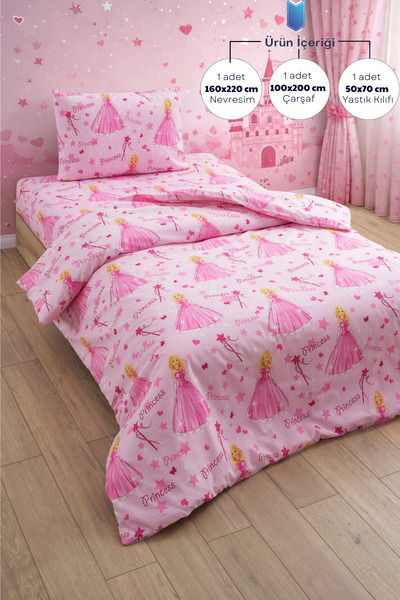 Formeya Prenses Desenli Lastikli Çarşaflı Nevresim Takımı – Çocuk & Genç Odas...