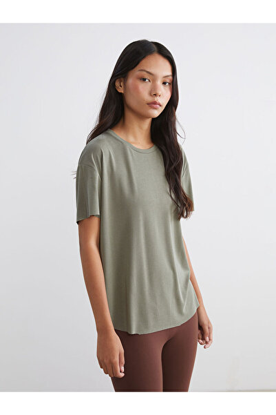 LC Waikiki Khaki Crew Neck Modal Blend Women's Sports T-Shirt