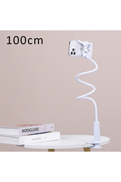 Choice 100cm White 360 Clip Mobile Phone Holder Stand Portable Flexible Lazy Bed Desktop Bracket Desk Mount