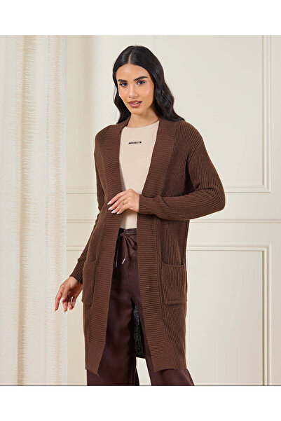 REDTAG كارديجان طويل بني اللون للنساء