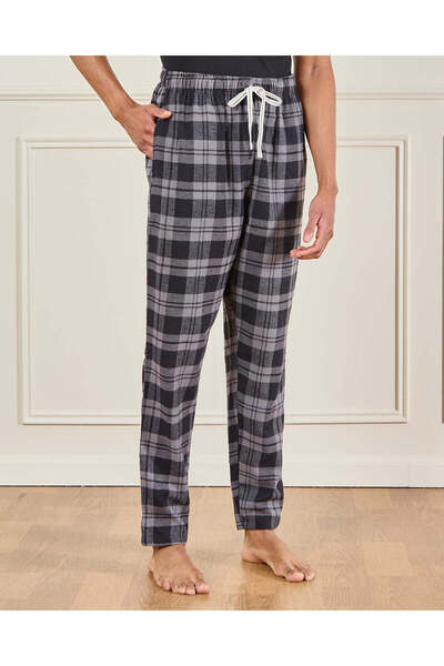 REDTAG Men Black Checkered Pyjama Bottom