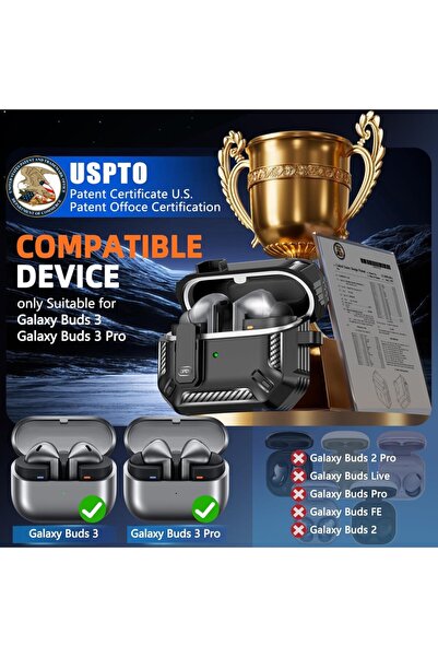 UnDePlus Samsung Galaxy Buds 3 FE / Buds 3 Pro / Buds 3 ile uyumlu Kılıf Kilitli Açma Kapama Koruyucu Kapak