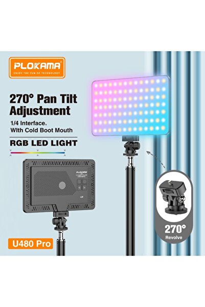 PLOKAMA U480 Pro RGB LED Video Light 20W – Rechargeable Portable Photography Fill Light