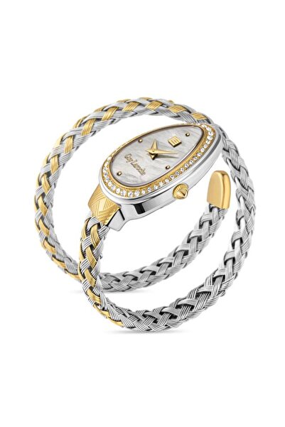 Guy Laroche Adele White Mother-of-pearl Dial Silver-Gold Metal Bracelet Analo...