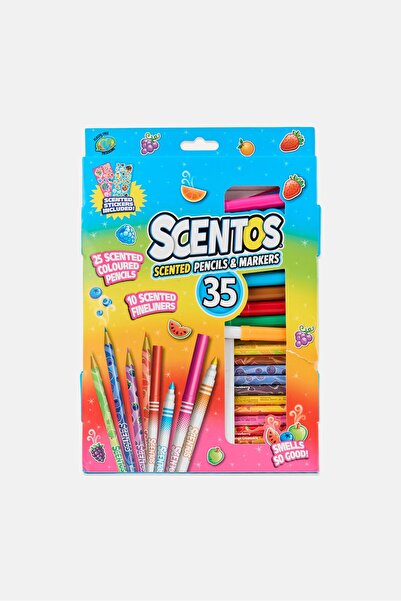 Scentos 35 Pieces Scented Pencils With Markers And Stickers, Multicolor