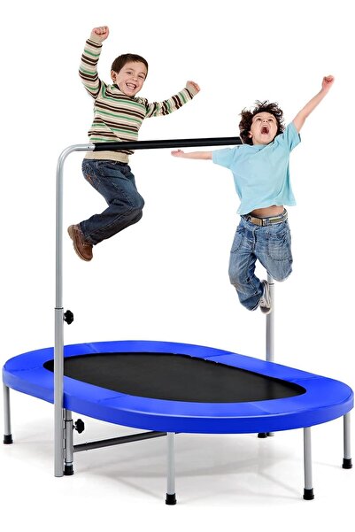 Marshal Fitness ترامبولين مزدوج الجوانب، ترامبولين صغير مزدوج للأطفال مع مركز قابل للتعديل