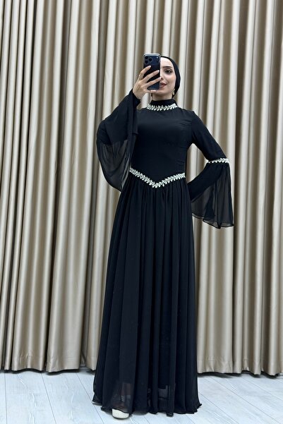 Matik Abiyem Elegant Stone Embroidered, Chiffon Detailed, Waist Accentuated, ...