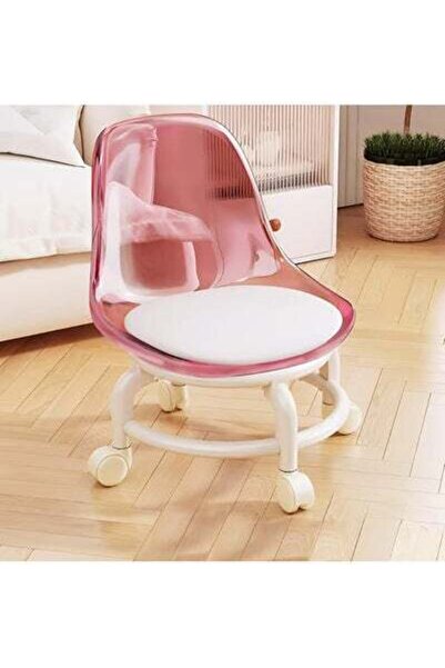 Arabest Acrylic Small Stool Silent with Universal Wheel,Acrylic Movable Lazy Low Stool for Home, Office