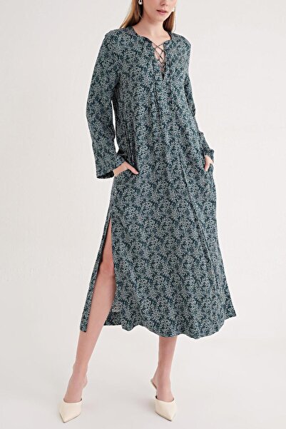 SOCIETA Yeşil Bagcık detaylı elbise 94035