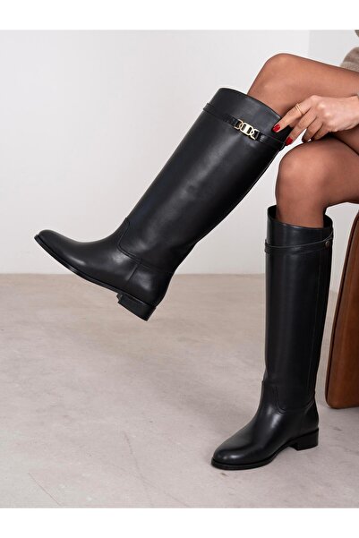 ECENİN BUTİĞİ Naya Siyah Hakiki Deri Kadın XL Çizme