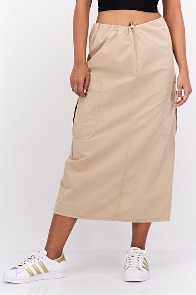 Reserved Women Plain Midi Skirts, Khaki