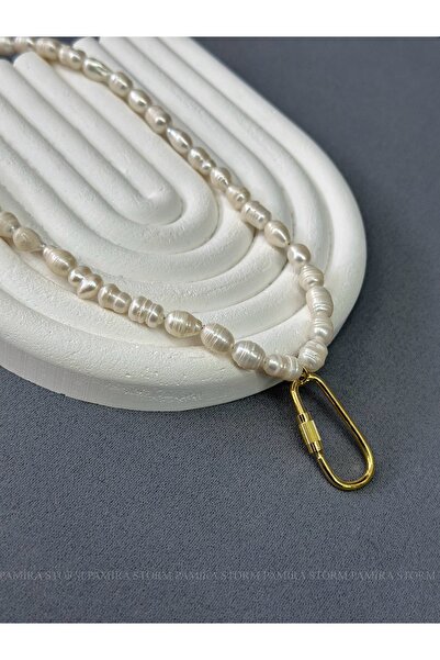 PS PAMİRA STORM ALTIN TAKILABİLEN KOLYE KÜLTÜR İNCİSİ ATAÇ CHARM ALTINLI KOLY...