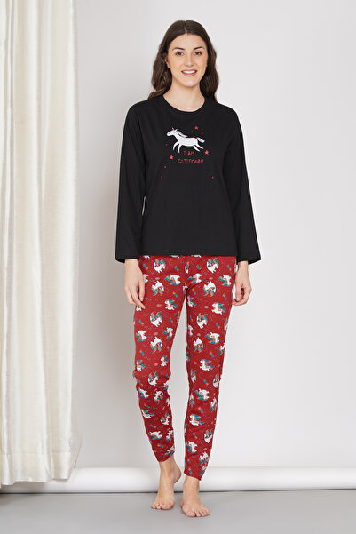 LAUREN SMITH Women's Pajama Set Full Sleeve Top with pants 2 Piece Sleepwear Cotton Ladies Soft Pjs Lounge Set