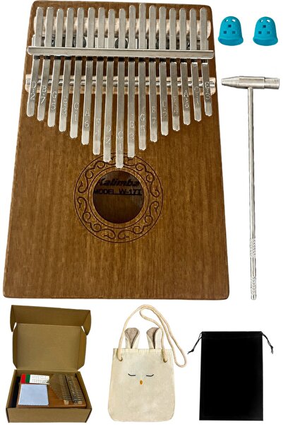 KALİMBA Profesyonel 17 Tuş | Hakiki Ağaç – Paslanmaz Tuş – Full Set (Çanta, K...
