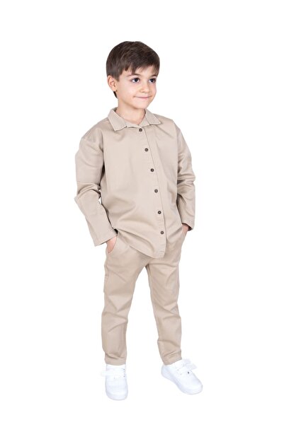 Ozmoz By Mukadder Özden Organic Canvas Fabric Light Brown Boys' Trousers