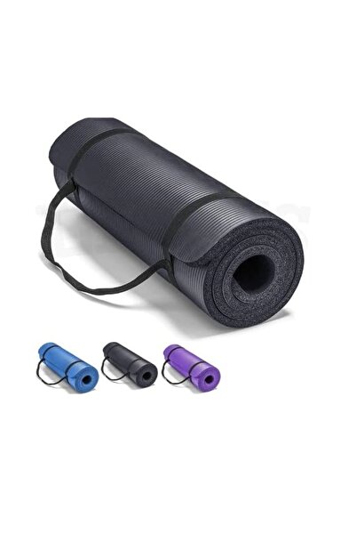 ALL TEC Non-Slip Yoga Mat 10mm with Strap, Home Workouts - Black